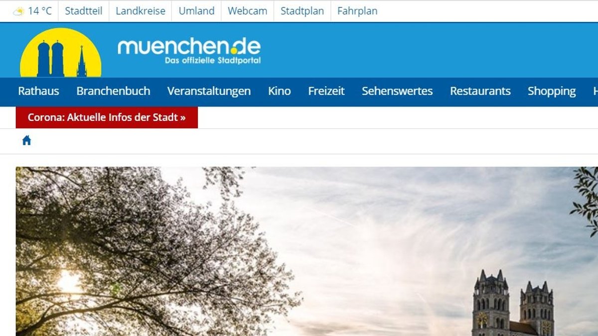 Screenshot von der Webseite muenchen.de