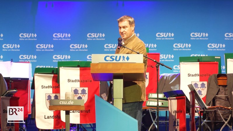 Ministerpräsident Söder (CSU) bei einer Wahlkampfveranstaltung