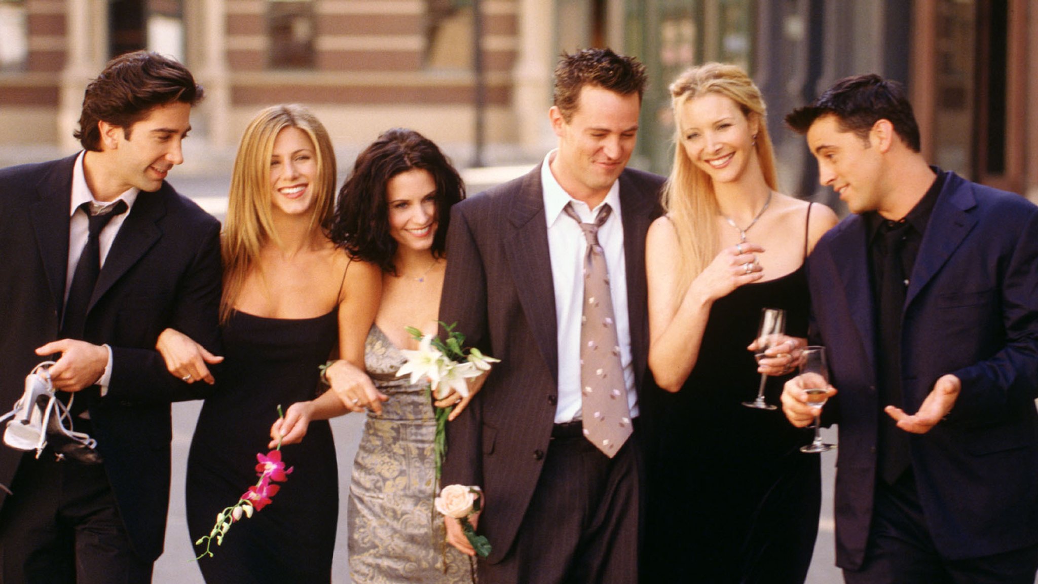 Matthew Perry (Mitte) und der Cast von "Friends"