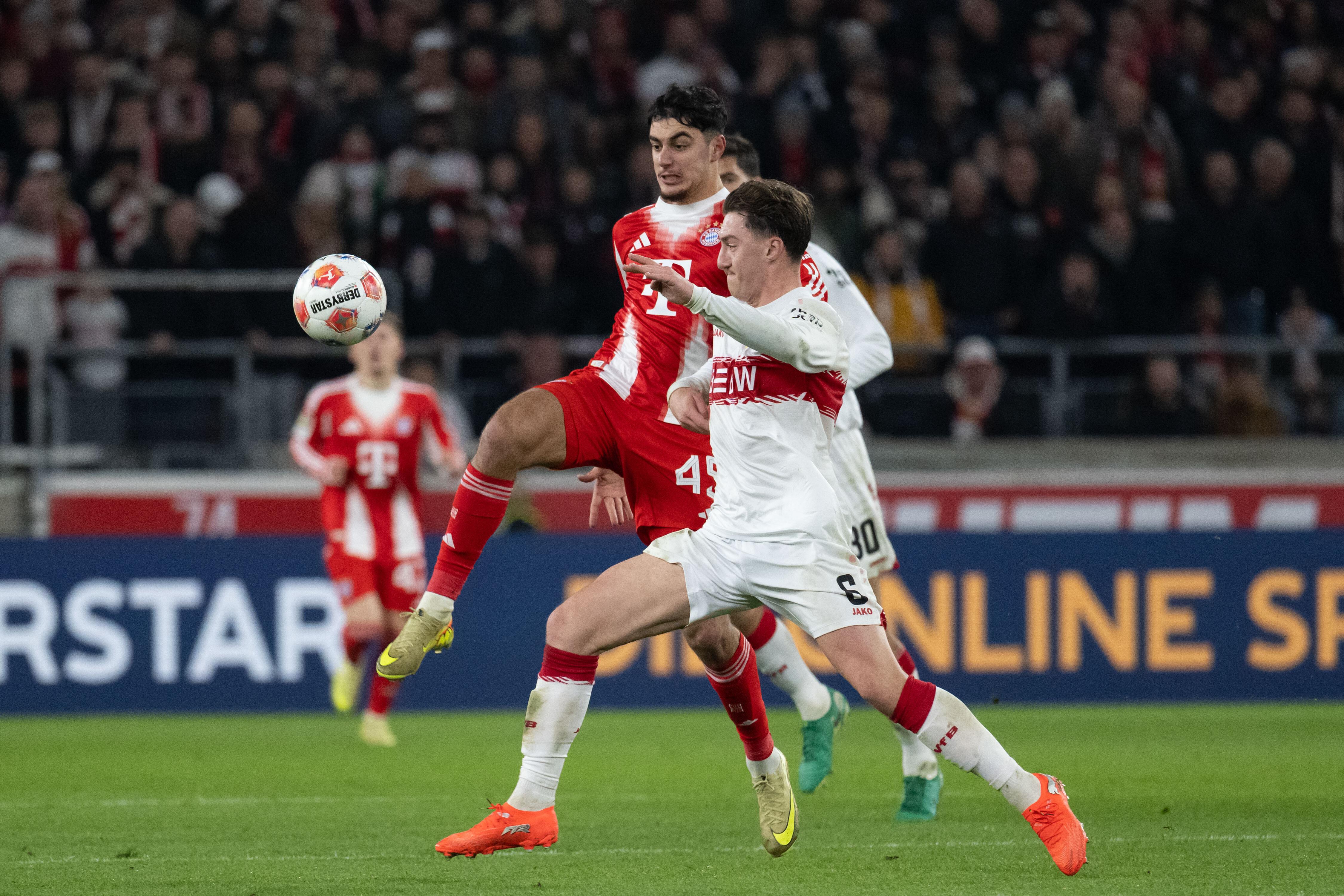 In der Bundesliga Rivalen, beim DFB Teamkollegen: Aleksandar Pavlovic (FCB) und Angelo Stiller (VfB). | Bild:picture alliance / Eibner-Pressefoto | Wolfgang Frank
