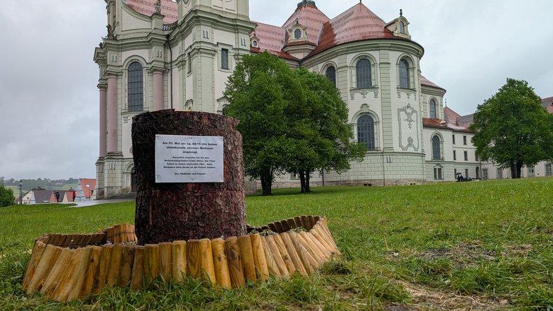 Abgesägter Maibaum vor Basilika in Ottobeuren | Bild: BR/Florian Regensburger Abgesägter Maibaum vor Basilika in Ottobeuren