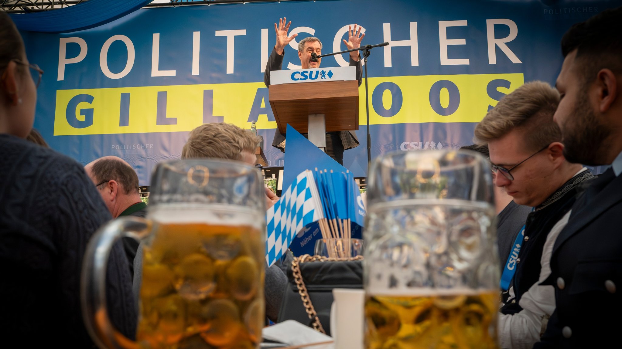 CSU-Chef Markus Söder bei seiner diesjährigen Rede beim Gillamoos in Abensberg.