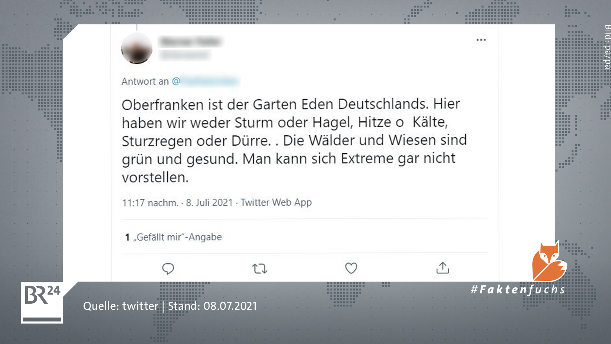 Tweet: Oberfranken als klimatologischer Garten Eden