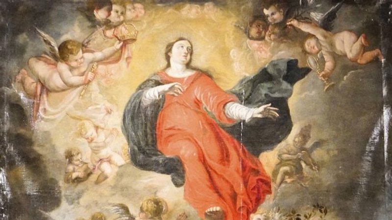 Eine Darstellung von Mariä Himmelfahrt in einer Kirche in Bilbao. | Bild: picture alliance / imageBROKER | Egon Bömsch Eine Darstellung von Mariä Himmelfahrt in einer Kirche in Bilbao.