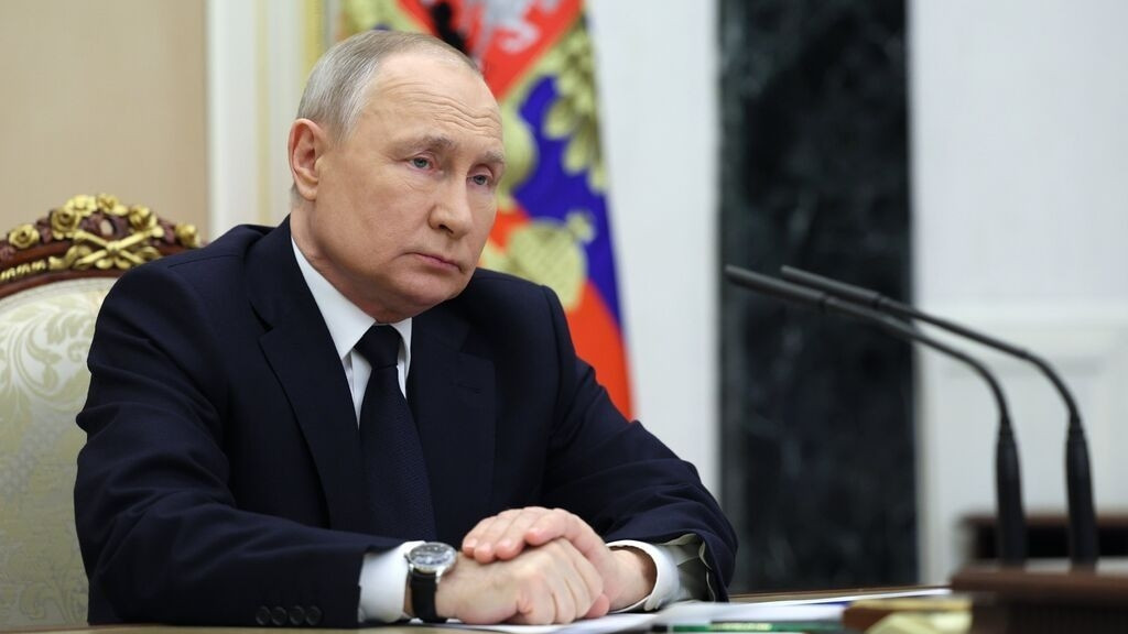 25.03.2023, Russland, Moskau: Der russische Präsident Putin