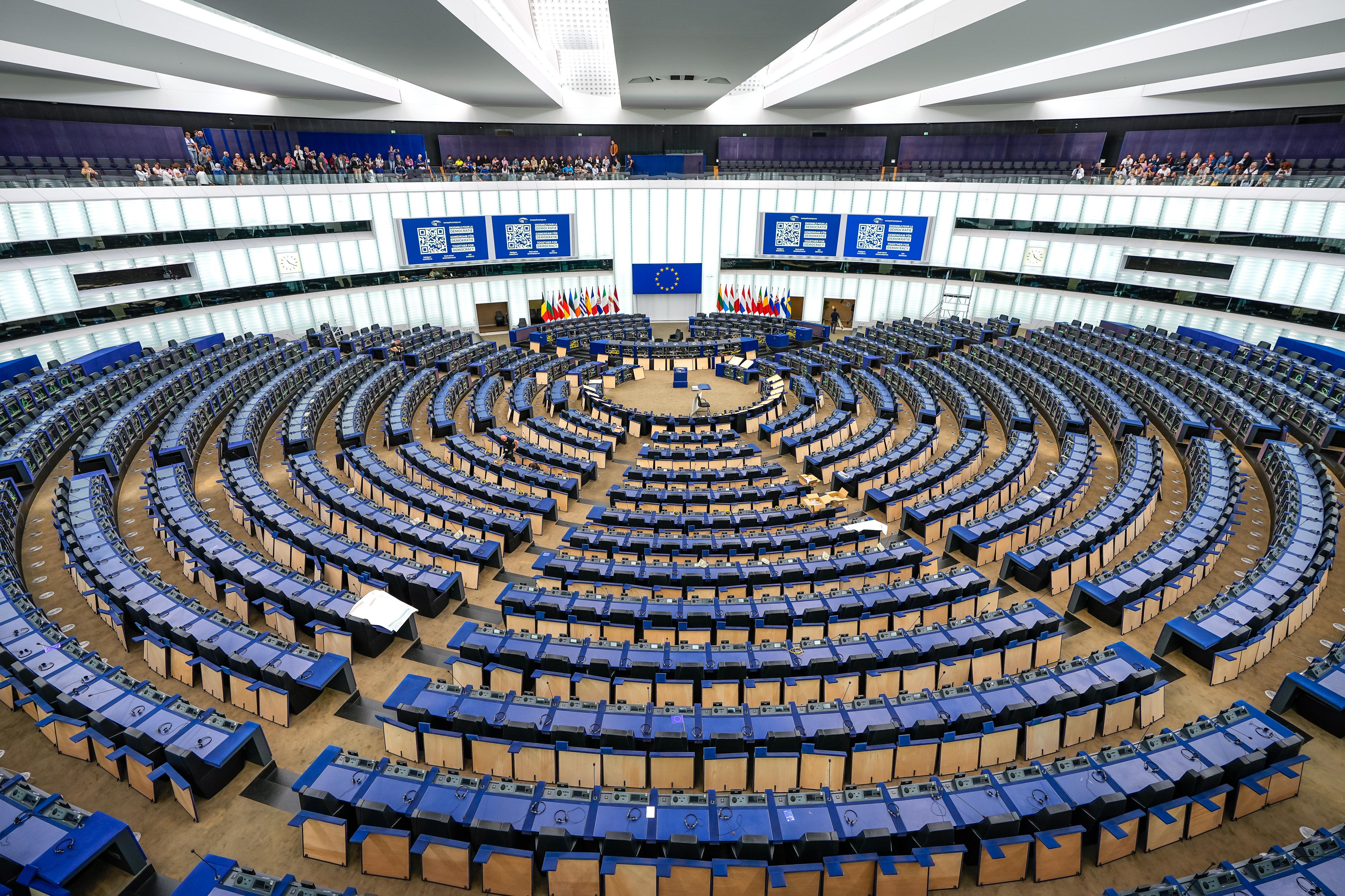 Blick in den Plenarsaal des Europaparlaments.