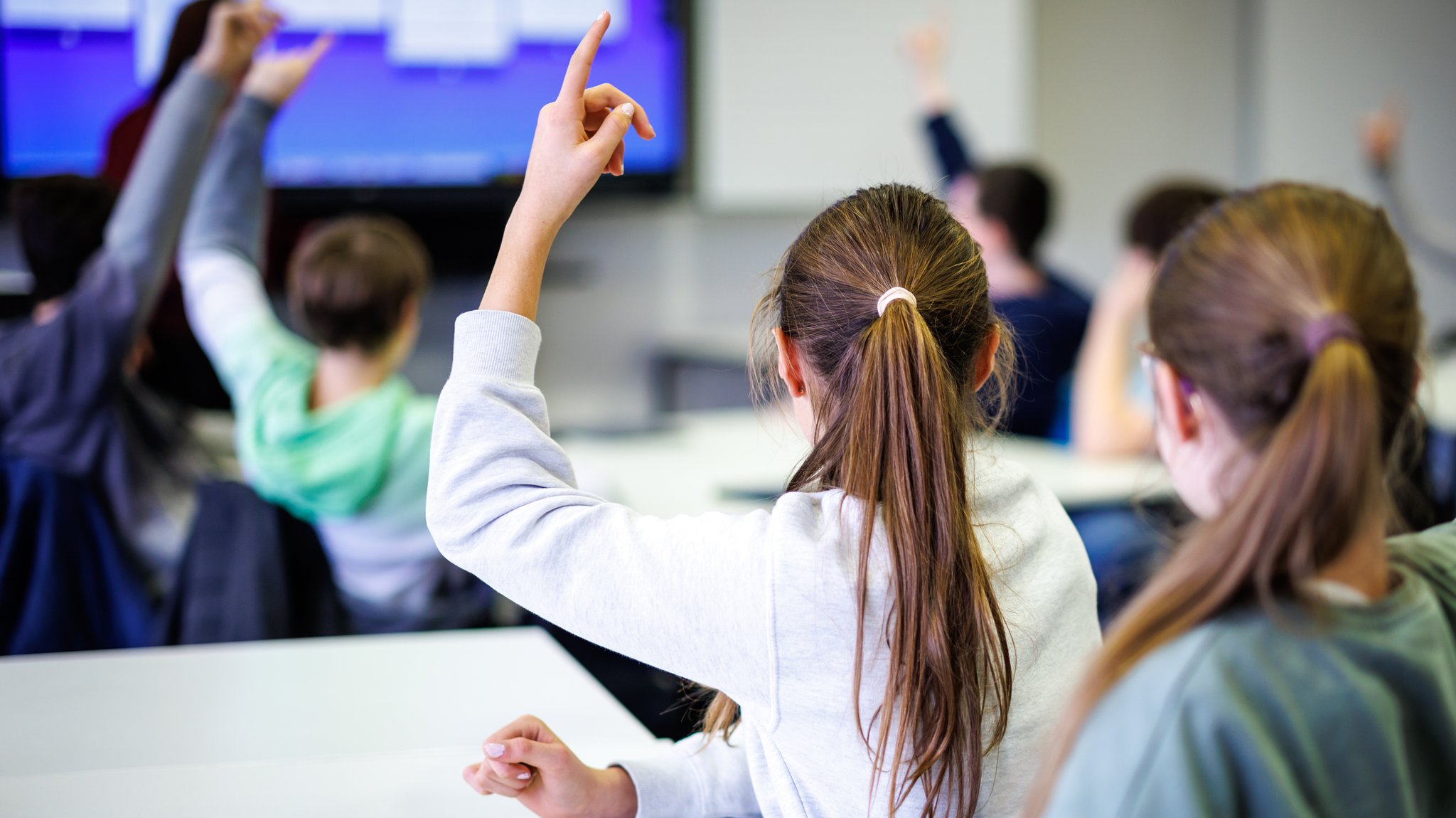 Archivbild: Schüler einer siebten Klasse in Neufahrn