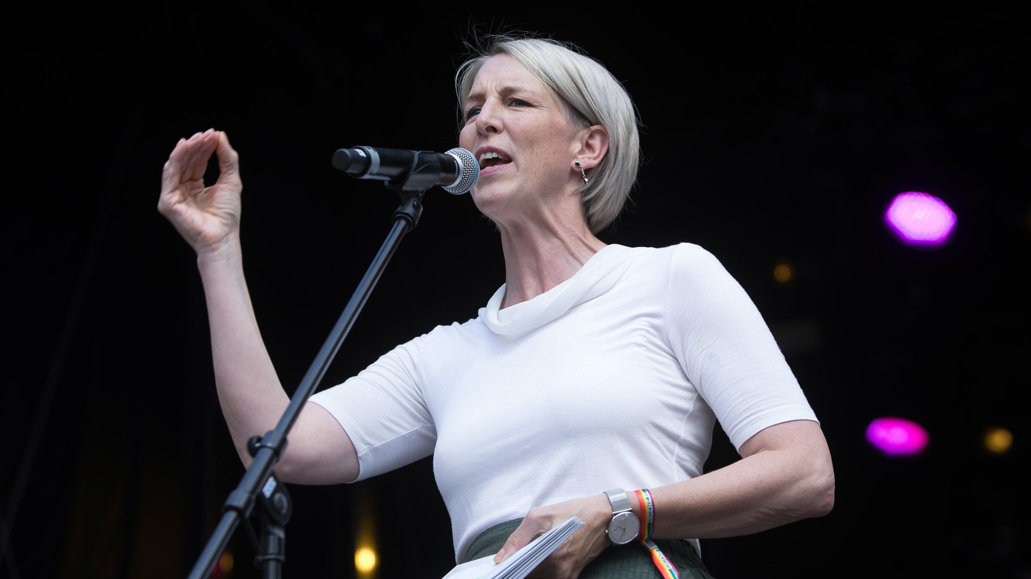 Rede von Katrin Habenschaden am Marienplatz. (Arcfhivbild)