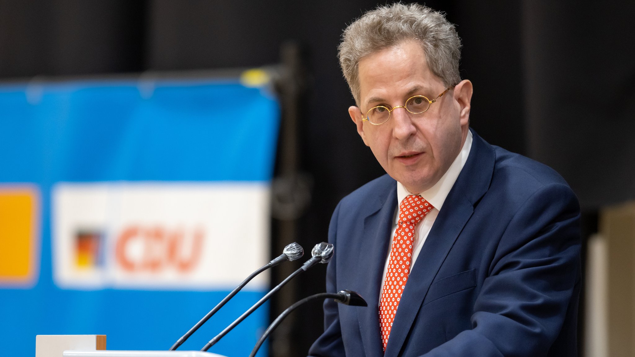 Hans-Georg Maaßen (CDU) spricht vor der Wahlkreisvertreterversammlung der CDU-Kreisverbände in Südthüringen. (Archiv: 30.04.2021)