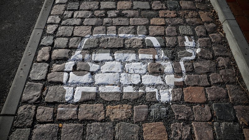 Ein symbolisiertes Auto mit Kabel und Stecker ist auf das Pflaster einer Parkbucht mit Ladesäule gemalt. | Bild: picture alliance/dpa | Jan Woitas Ein symbolisiertes Auto mit Kabel und Stecker ist auf das Pflaster einer Parkbucht mit Ladesäule gemalt.