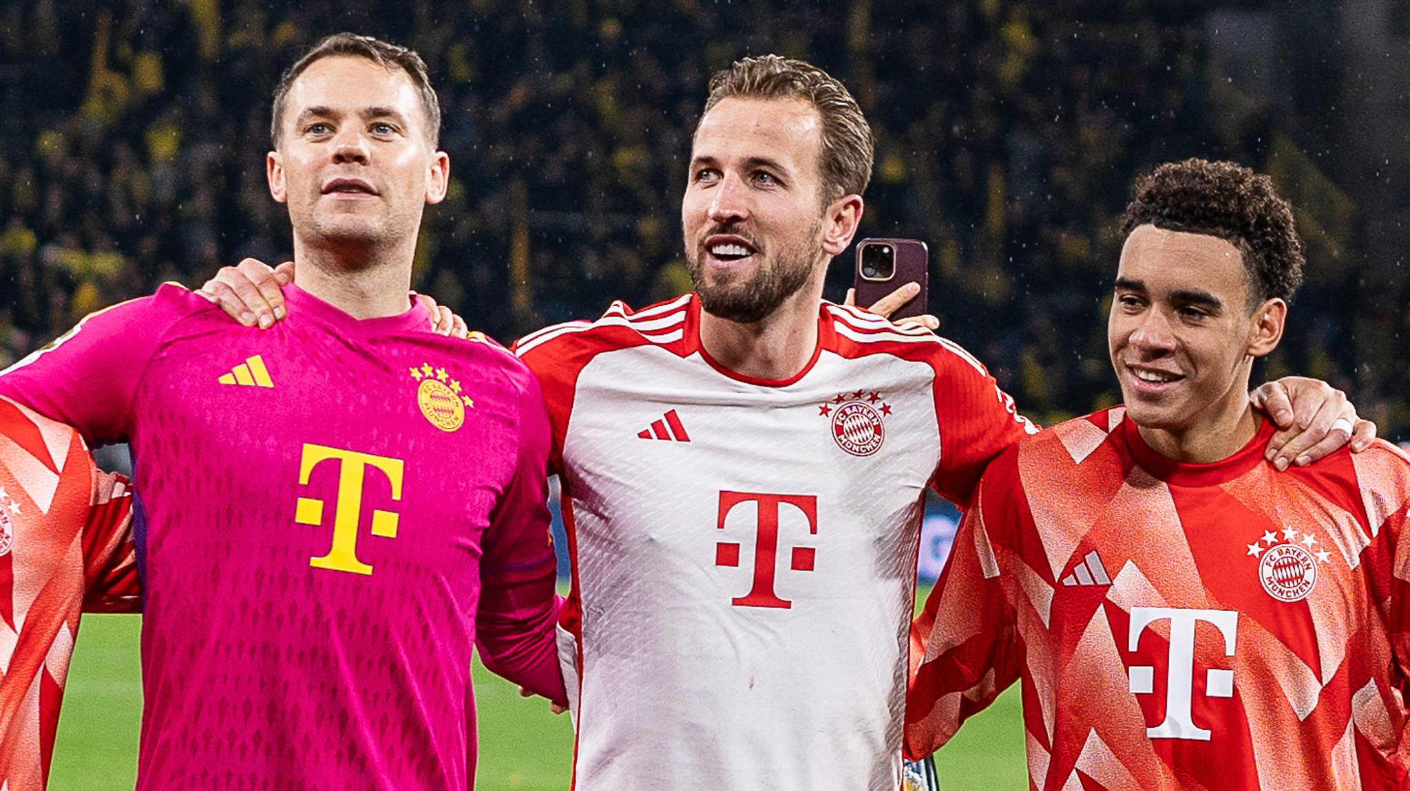 Manuel Neuer, Harry Kane & Jamal Musiala (v.l.)