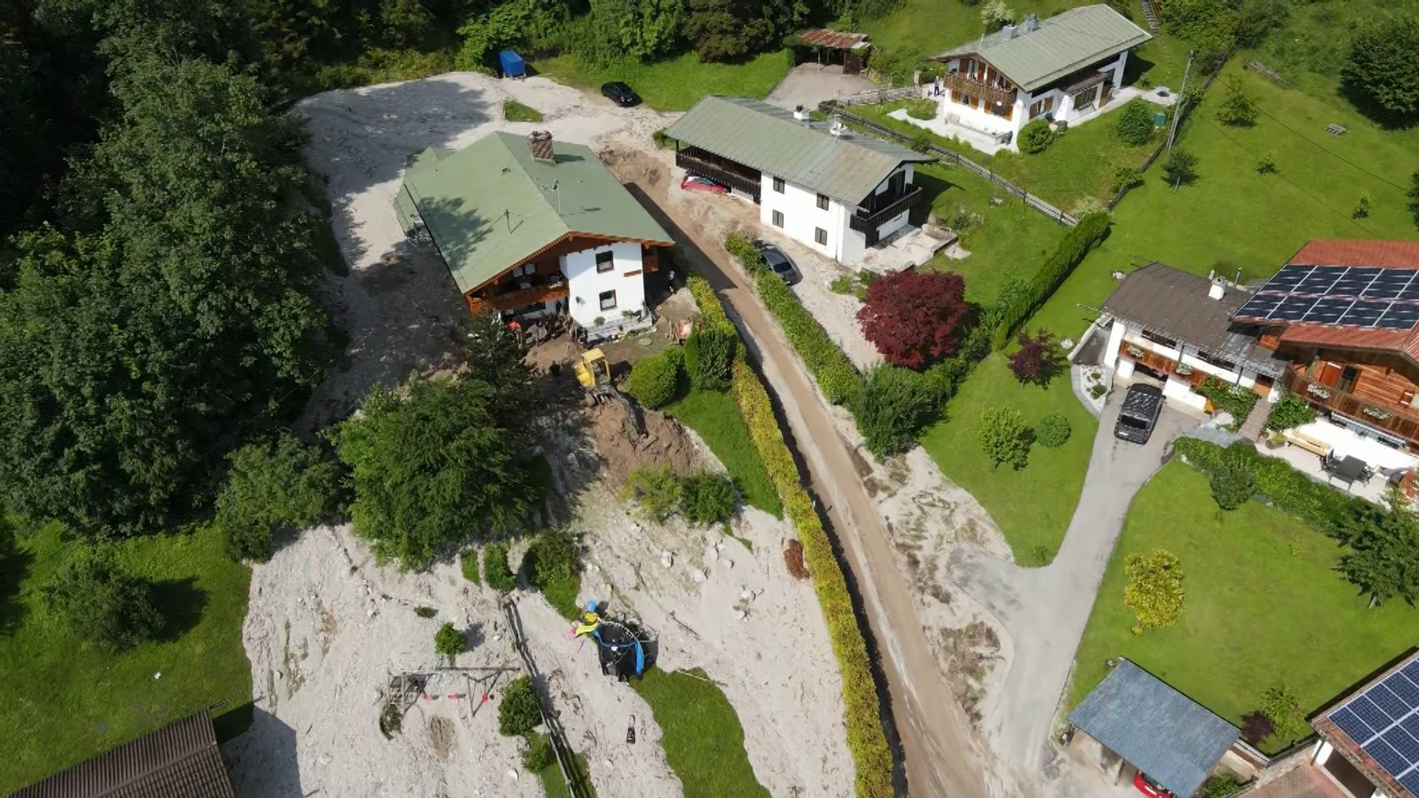 Schönau nach dem Hochwasser von oben