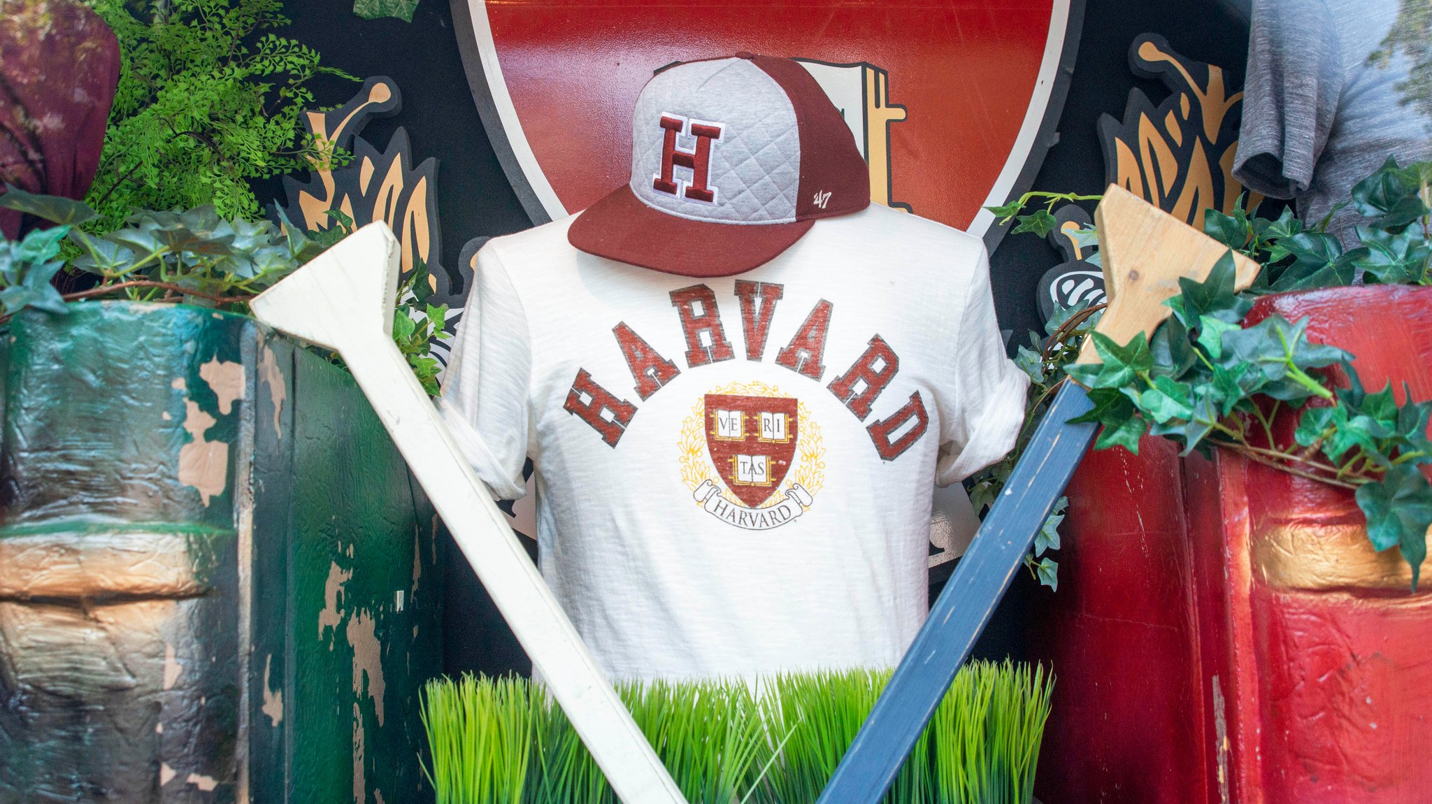 Harvard University T-shirts books and souvenirs store in the center Massachusetts Avenue, Cambridge, Massachusetts, USA