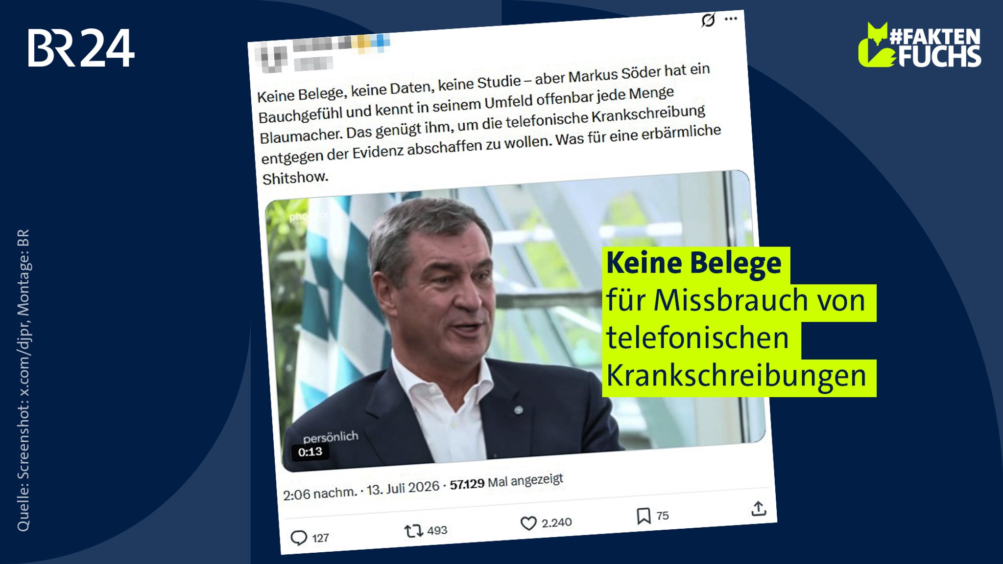 Es gibt keine Belege dafür, dass Arbeitnehmer die telefonische Krankschreibung ausnutzen, um an Brückentagen blauzumachen | Bild: Screenshot: x.com/djpr, Montage: BR Es gibt keine Belege dafür, dass Arbeitnehmer die telefonische Krankschreibung ausnutzen, um an Brückentagen blauzumachen