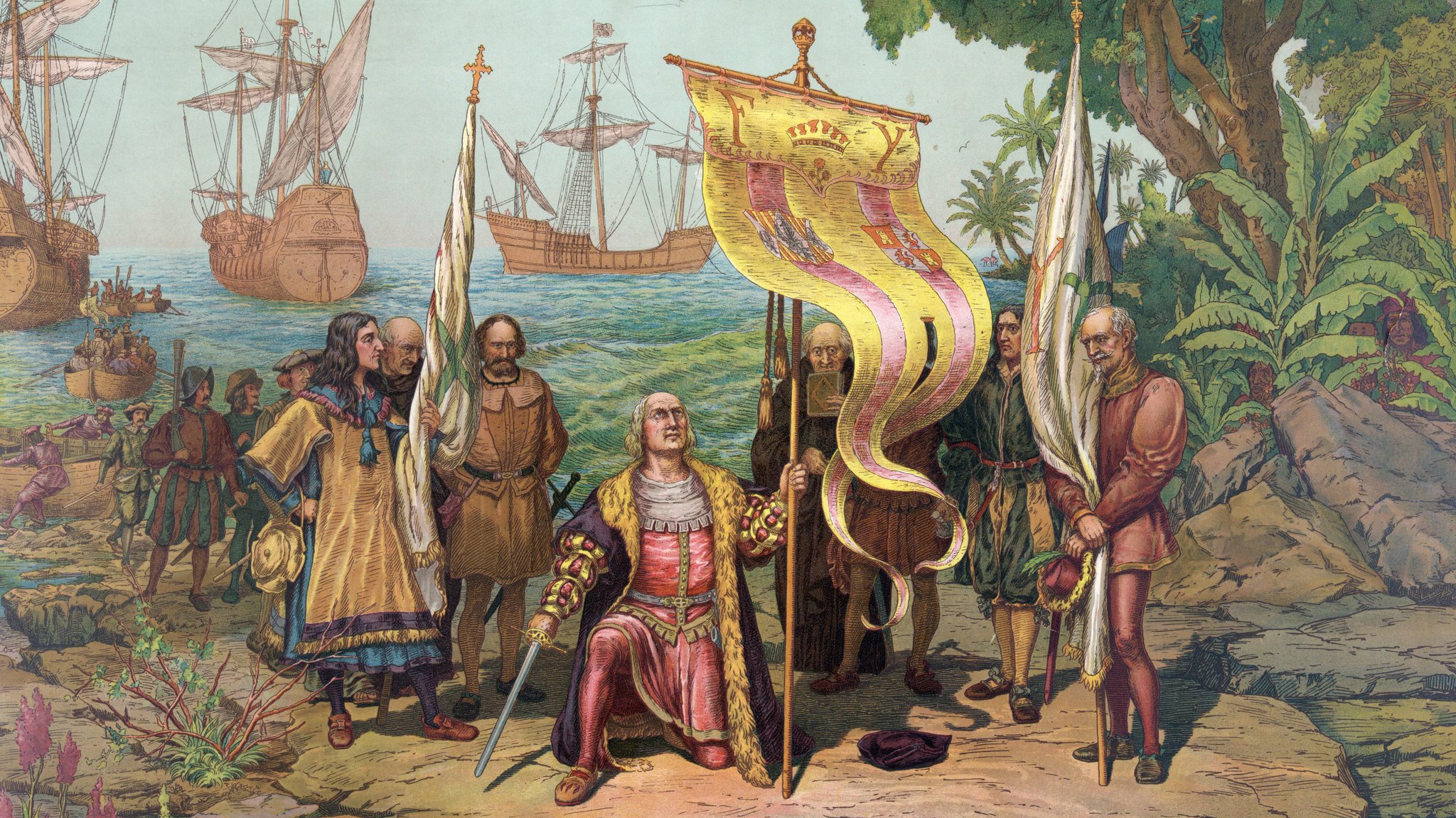 Christoph Kolumbus erreicht die Insel San Salvador im Jahr 1495.