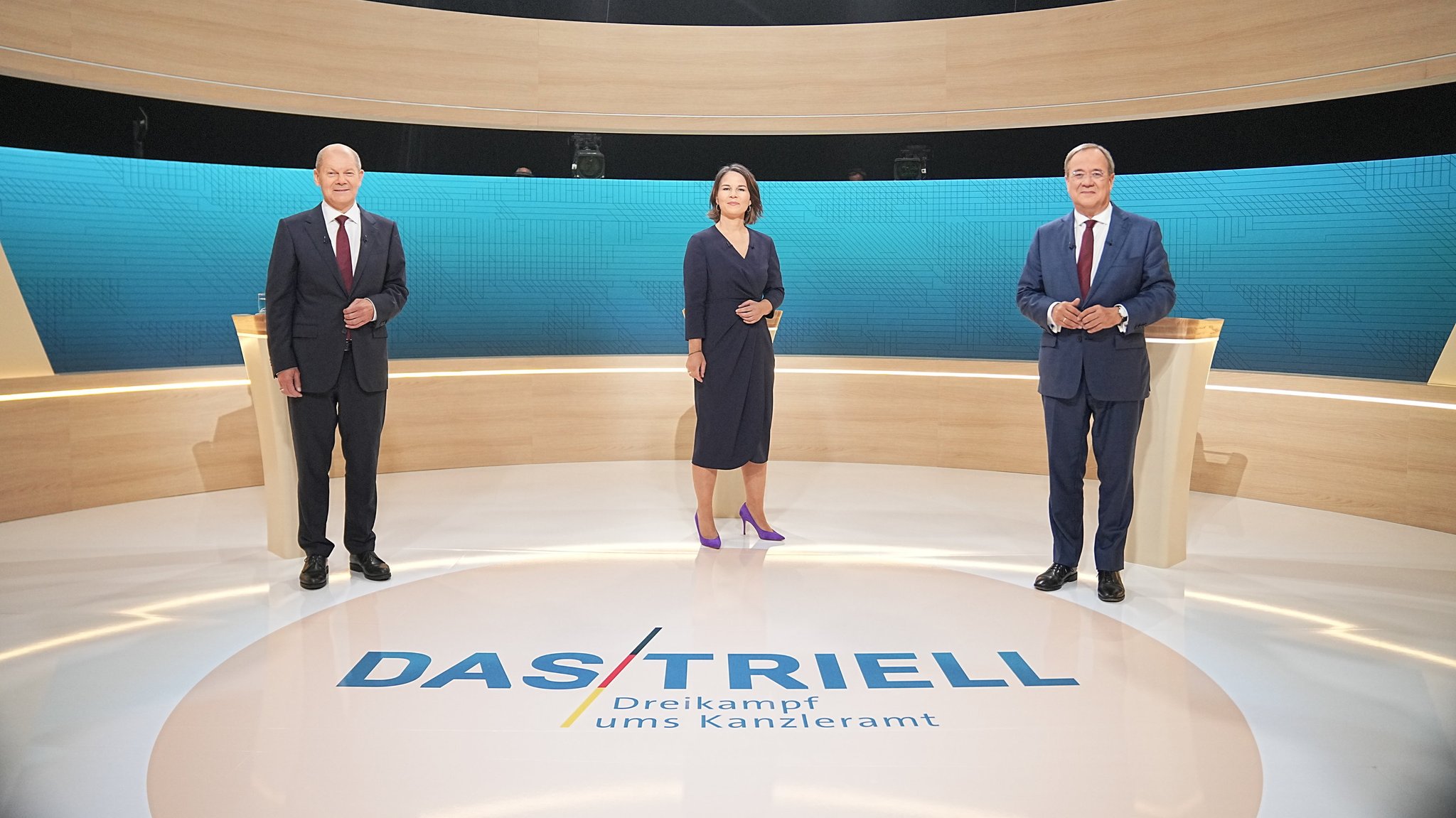 Scholz (SPD), Baerbock (Grüne) und Laschet (CDU).