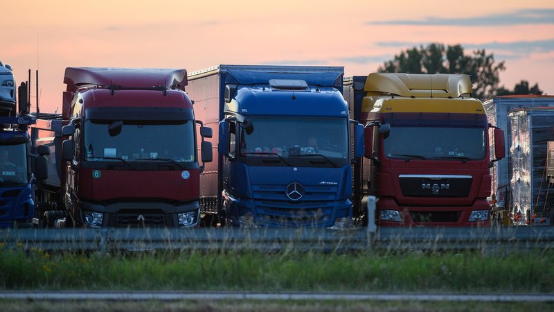 Symbolbild: Mehrere Lkw stehen nebeneinander | Bild: picture alliance/dpa/dpa-Zentralbild | Klaus-Dietmar Gabbert Symbolbild: Mehrere Lkw stehen nebeneinander