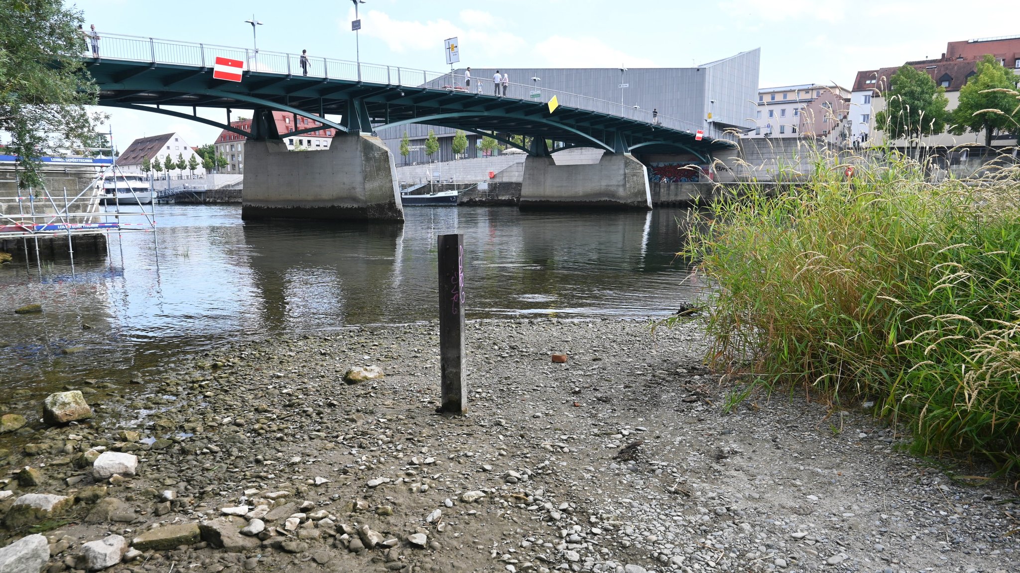 Niedrigwasser der Donau in Regensburg | Bild: picture alliance / Manfred Segerer | Manfred Segerer Niedrigwasser der Donau in Regensburg