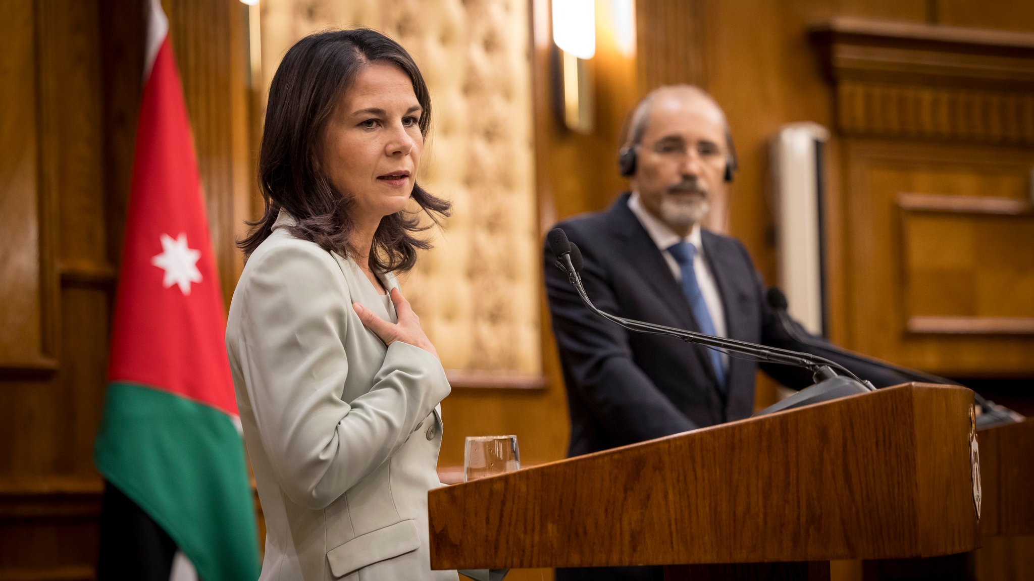 Bundesaußenministerin Annalena Baerbock (Grüne) auf ihrer Nahost-Reise in Amman, Jordanien.