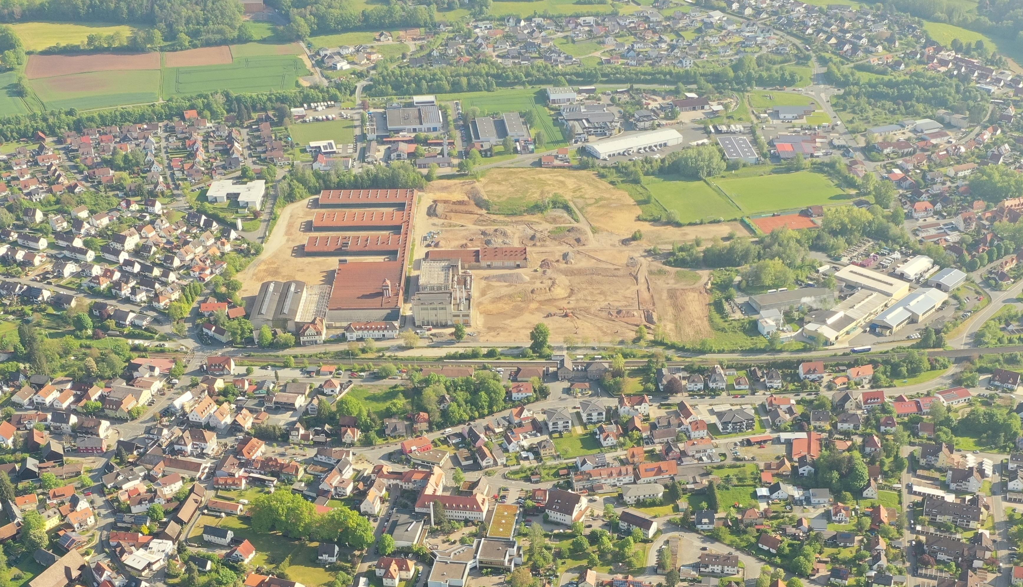 Eine Luftaufnahme des Areals der "Alten Spinnerei" 