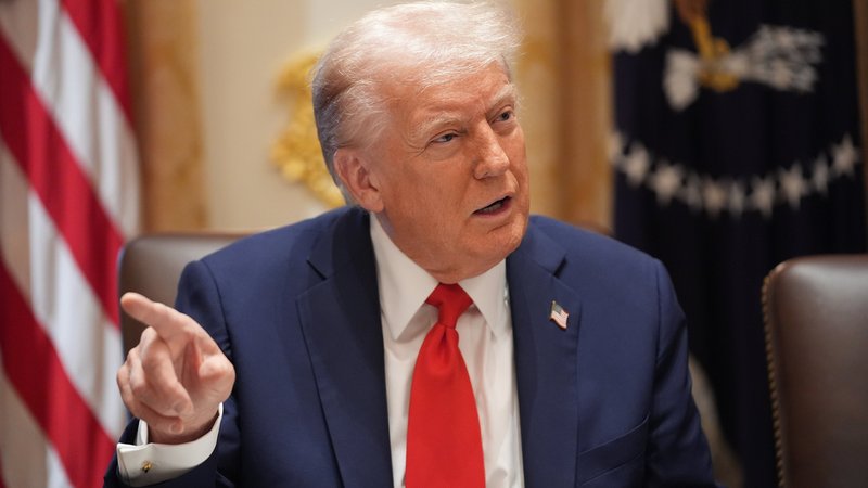 US-Präsident Donald Trump spricht während einer Kabinettssitzung im Weißen Haus. in Washington | Bild: dpa-Bildfunk/Evan Vucci US-Präsident Donald Trump spricht während einer Kabinettssitzung im Weißen Haus. in Washington