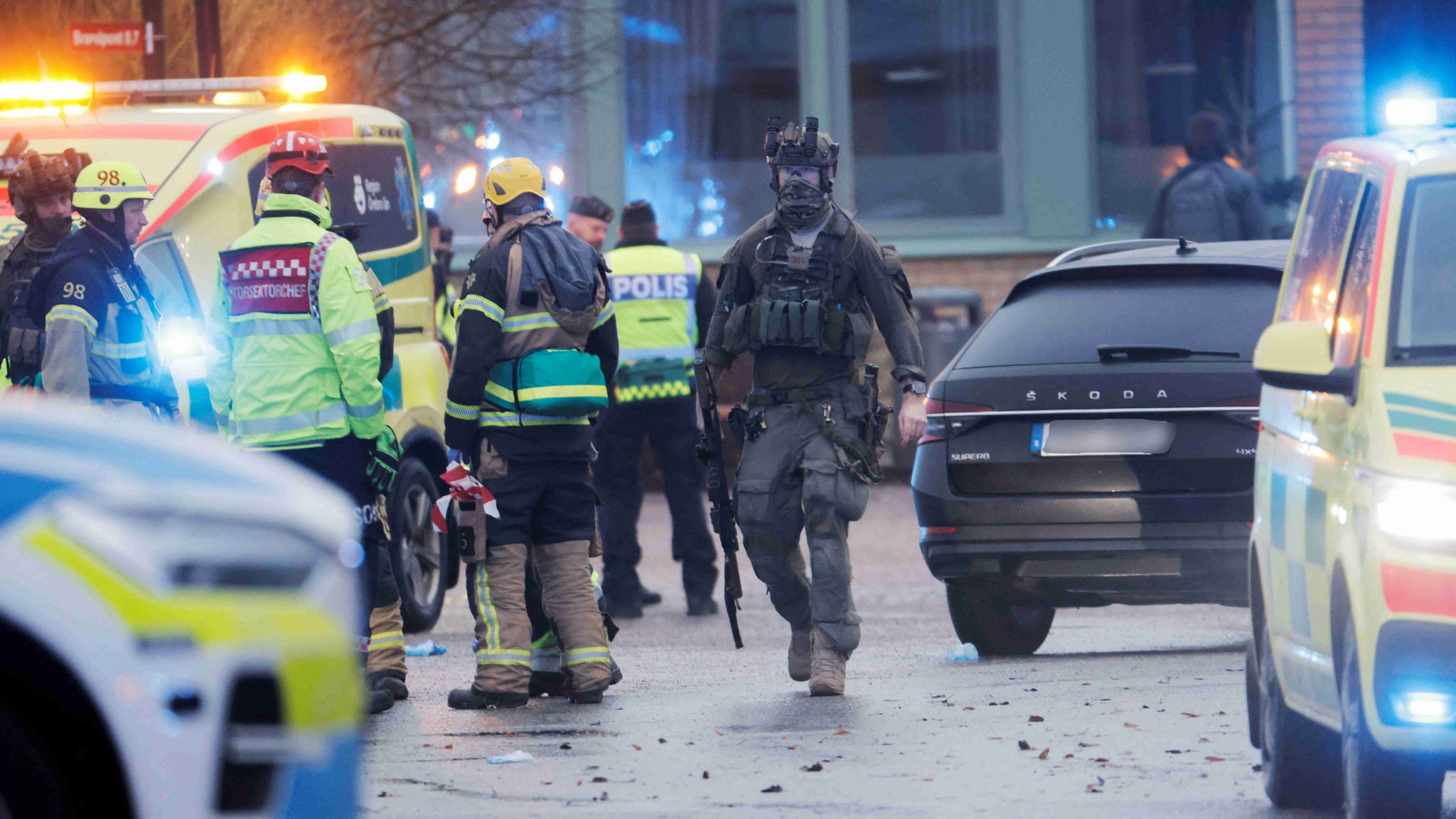 Einsatzkräfte am Tatort in Schweden