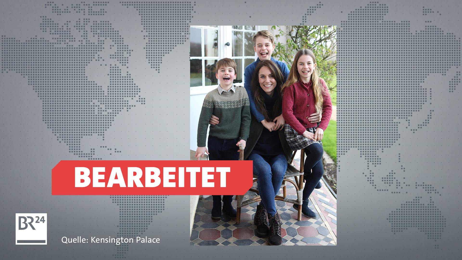 Das manipulierte Foto von Prinzessin Kate und ihren Kindern, dass das Königshaus zum britischen Muttertag veröffentlicht hatte. 