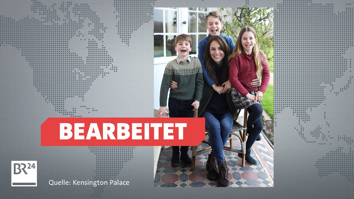 Das manipulierte Foto von Prinzessin Kate und ihren Kindern, dass das Königshaus zum britischen Muttertag veröffentlicht hatte. 