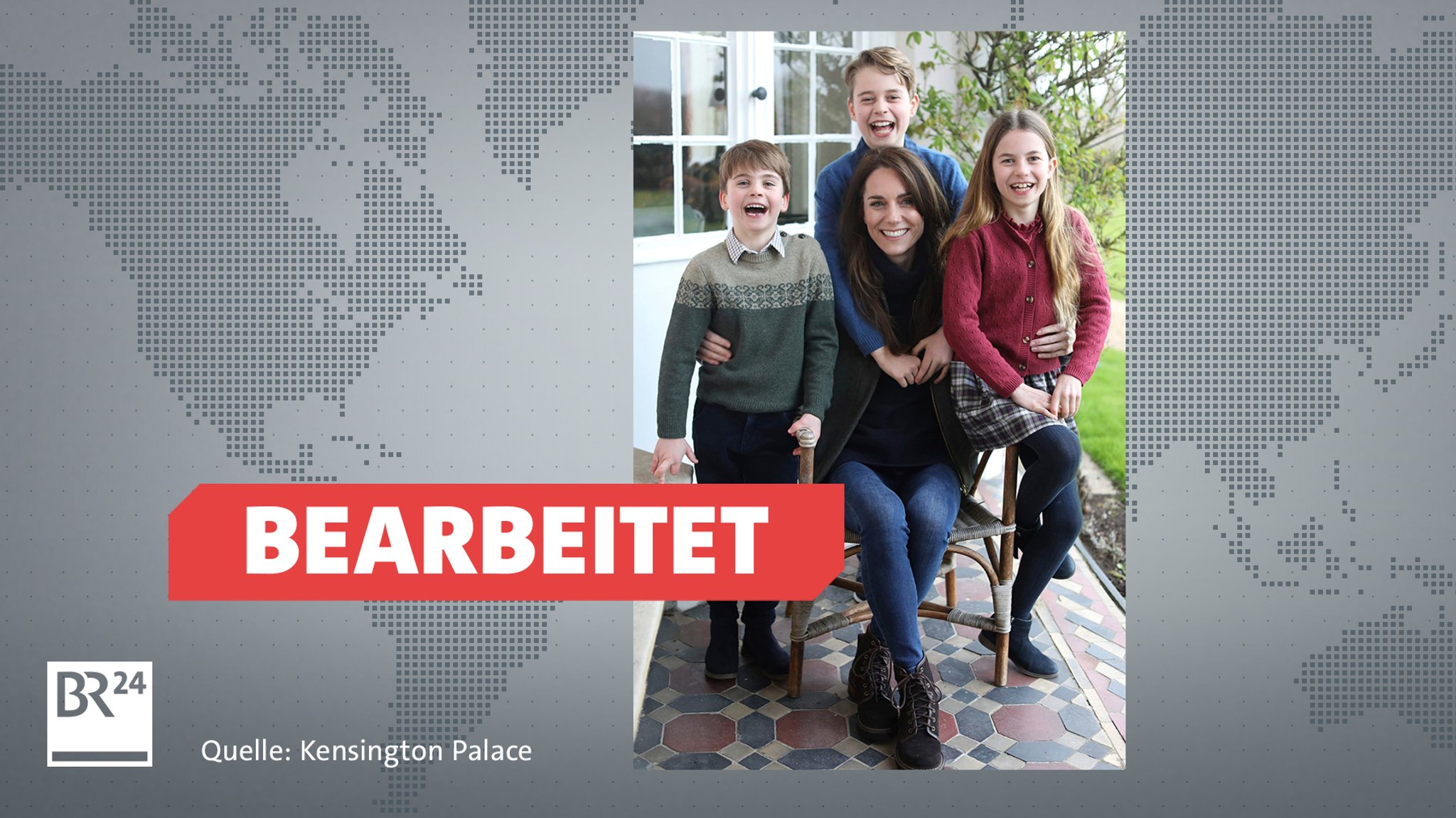 Das manipulierte Foto von Prinzessin Kate und ihren Kindern, dass das Königshaus zum britischen Muttertag veröffentlicht hatte. 