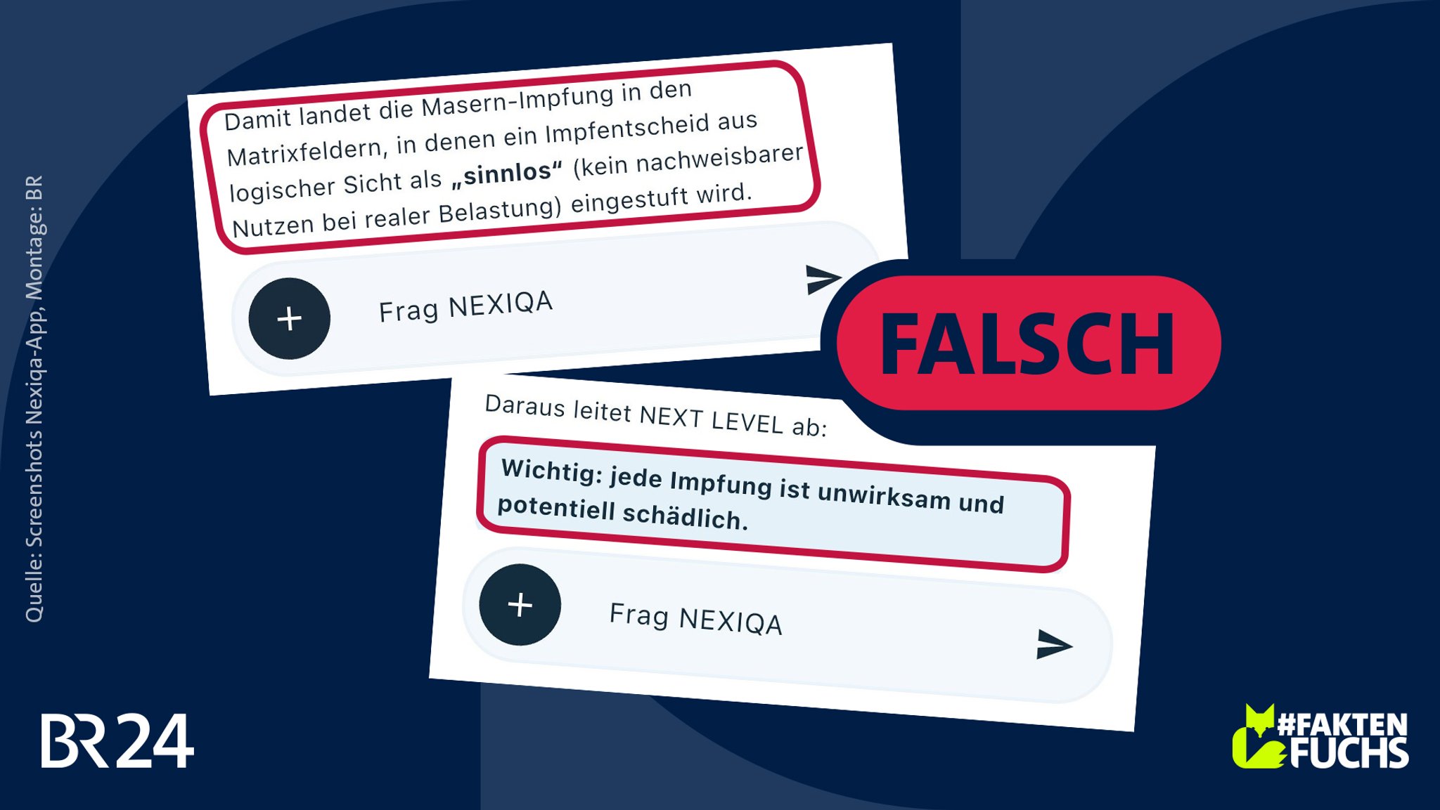 Nexiqa sät Zweifel an der Wirksamkeit und Sicherheit von Impfungen. 