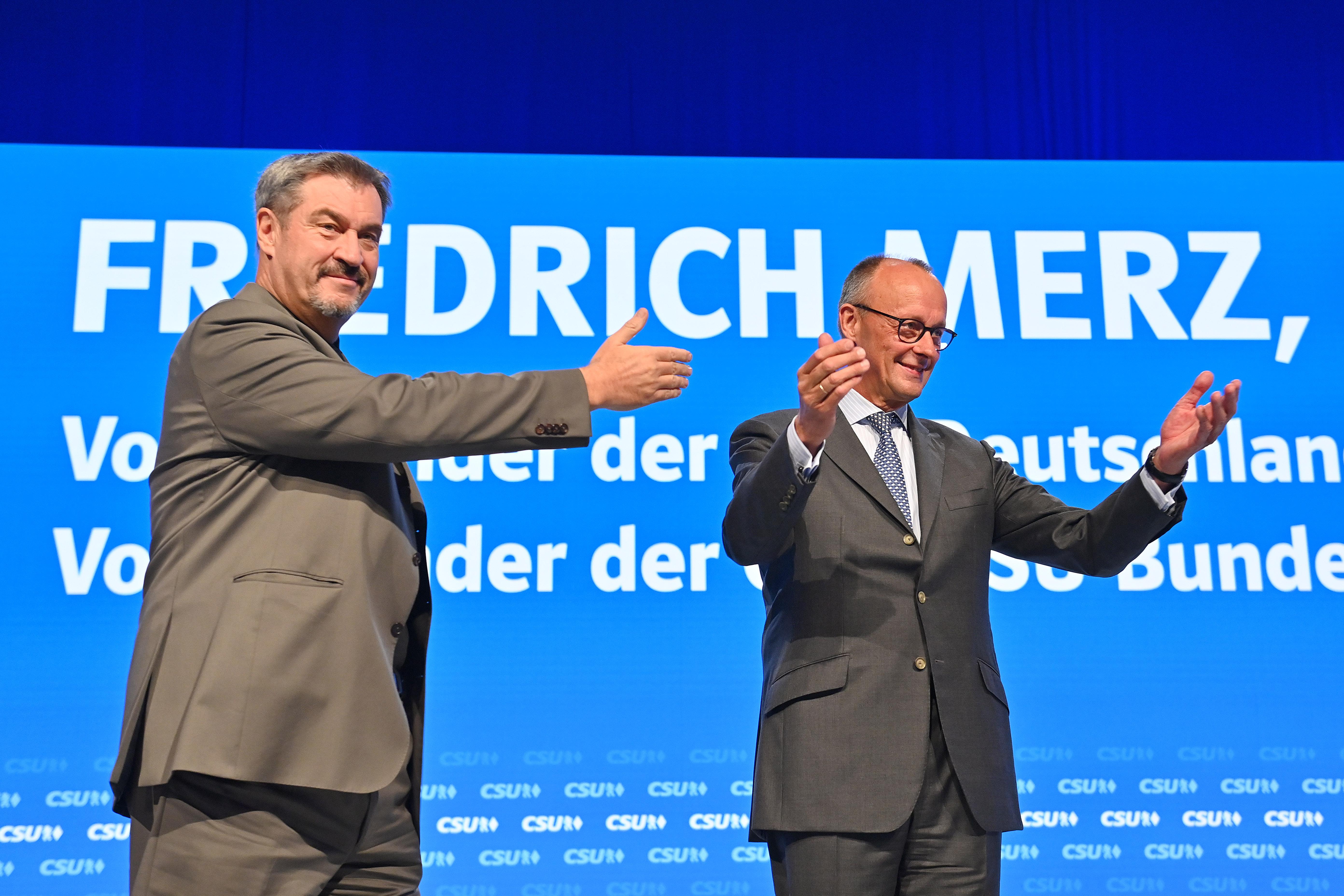 Markus Söder und Friedrich Merz in Augsburg 