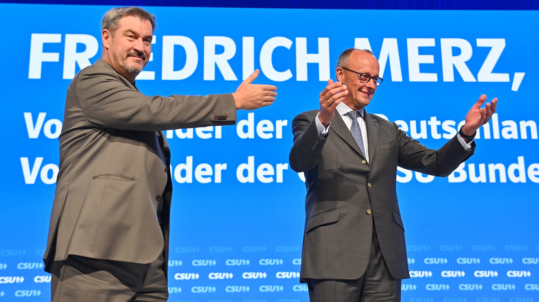 Markus Söder und Friedrich Merz in Augsburg 