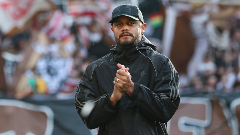 Vincent Kompany nach dem Sieg über St. Pauli | Bild: picture alliance/dpa | Christian Charisius Vincent Kompany nach dem Sieg über St. Pauli