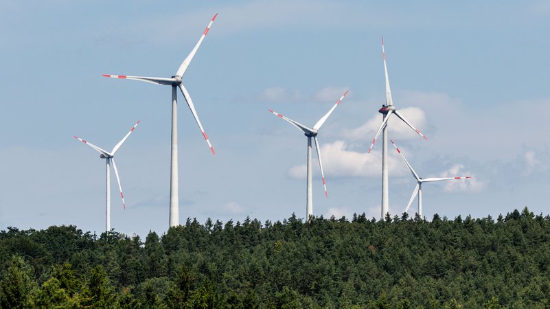 Windräder im Wald | Bild: picture alliance / dpa | Matthias Balk Windräder im Wald