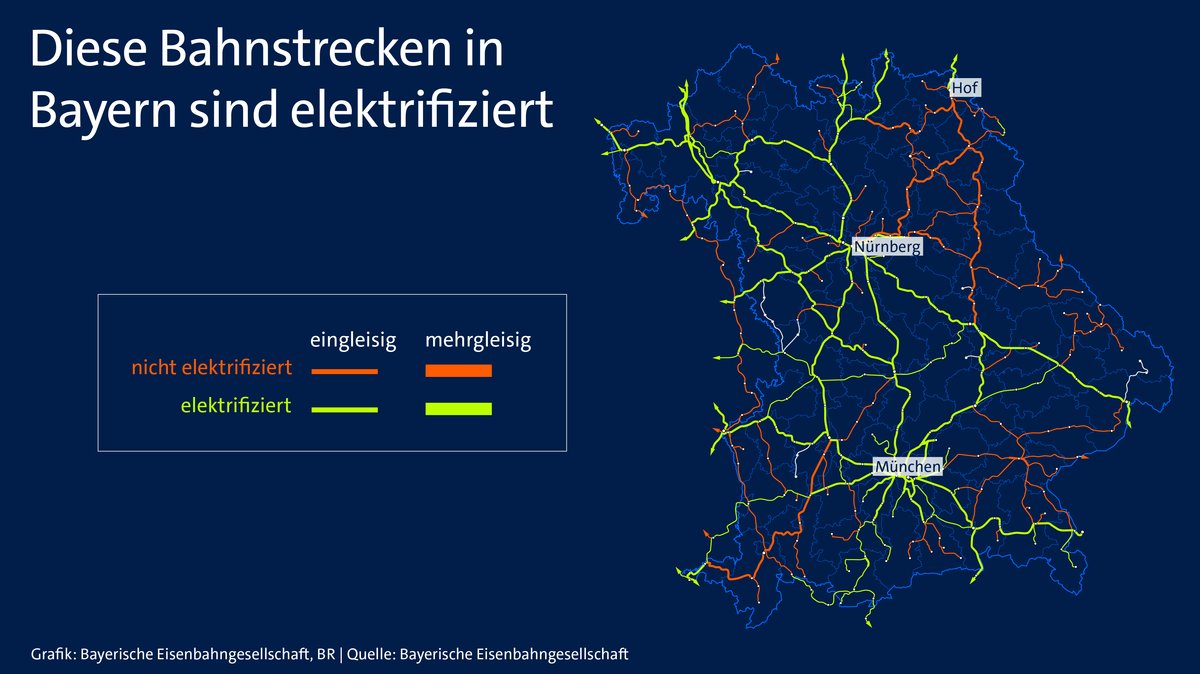 Karte zu Elektrifizierung von Bahnstrecken