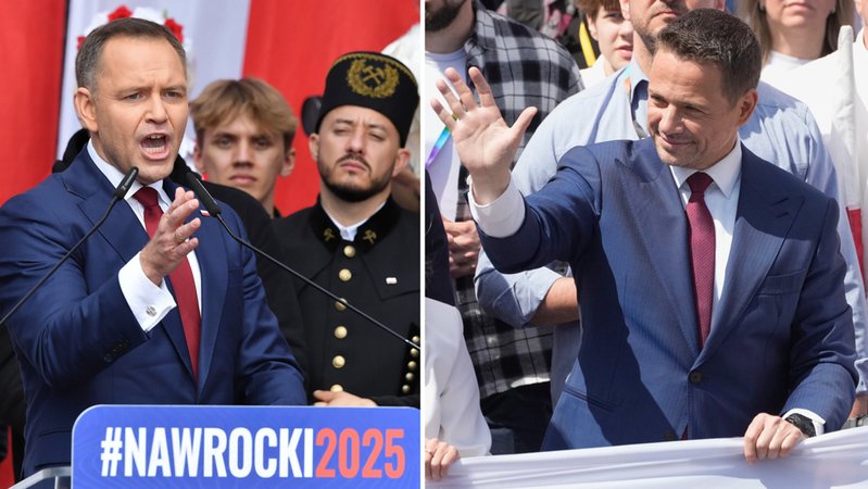 Der konservative Präsidentschaftskandidat Karol Nawrocki (l.) und der liberale Rafal Trzaskowski (r.) | Bild: dpa-Bildfunk/Piotr Nowak/Czarek Sokolowski Der konservative Präsidentschaftskandidat Karol Nawrocki (l.) und der liberale Rafal Trzaskowski (r.)