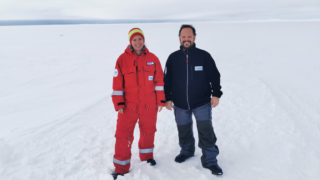 Theresa Thoma und Tanguy Doron in der Antarktis.