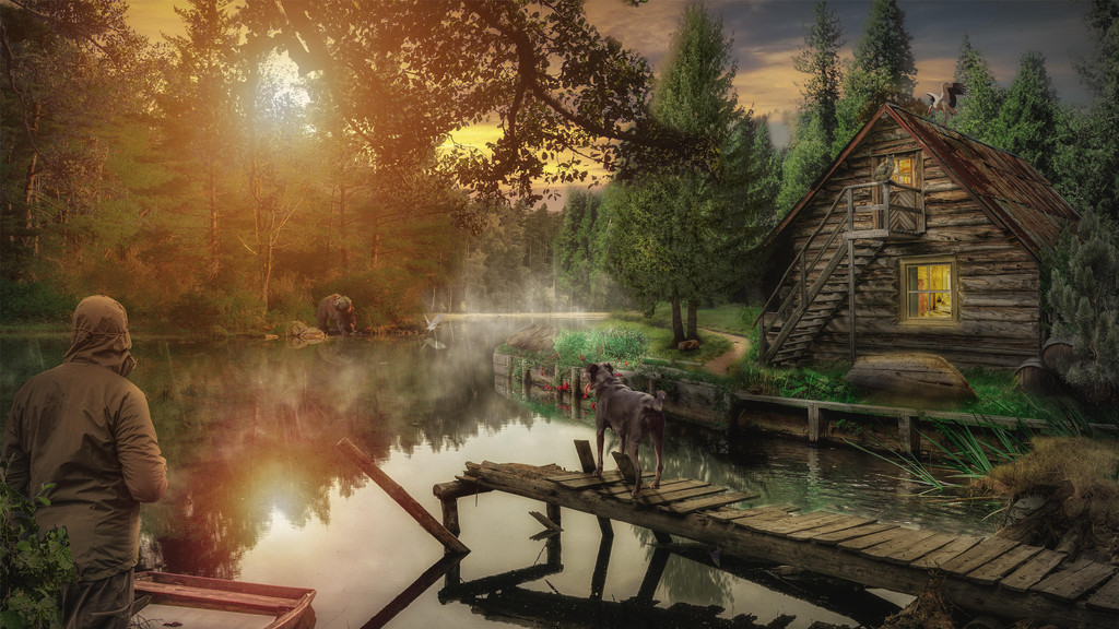 Symbolbild: Hütte im Wald an einem See.