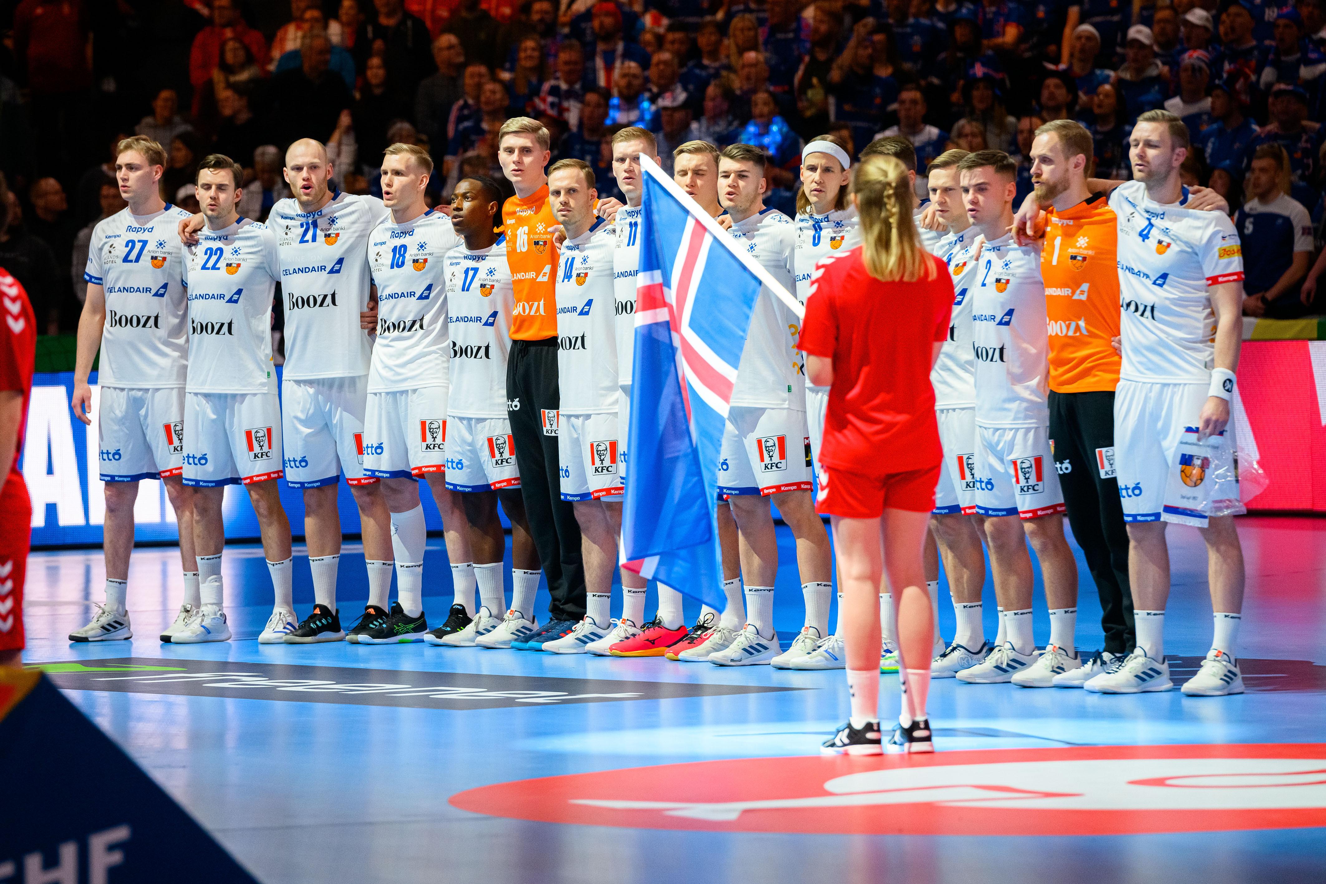 Handball-EM in München: die Mannschaft von Island am 14.01.2024.
