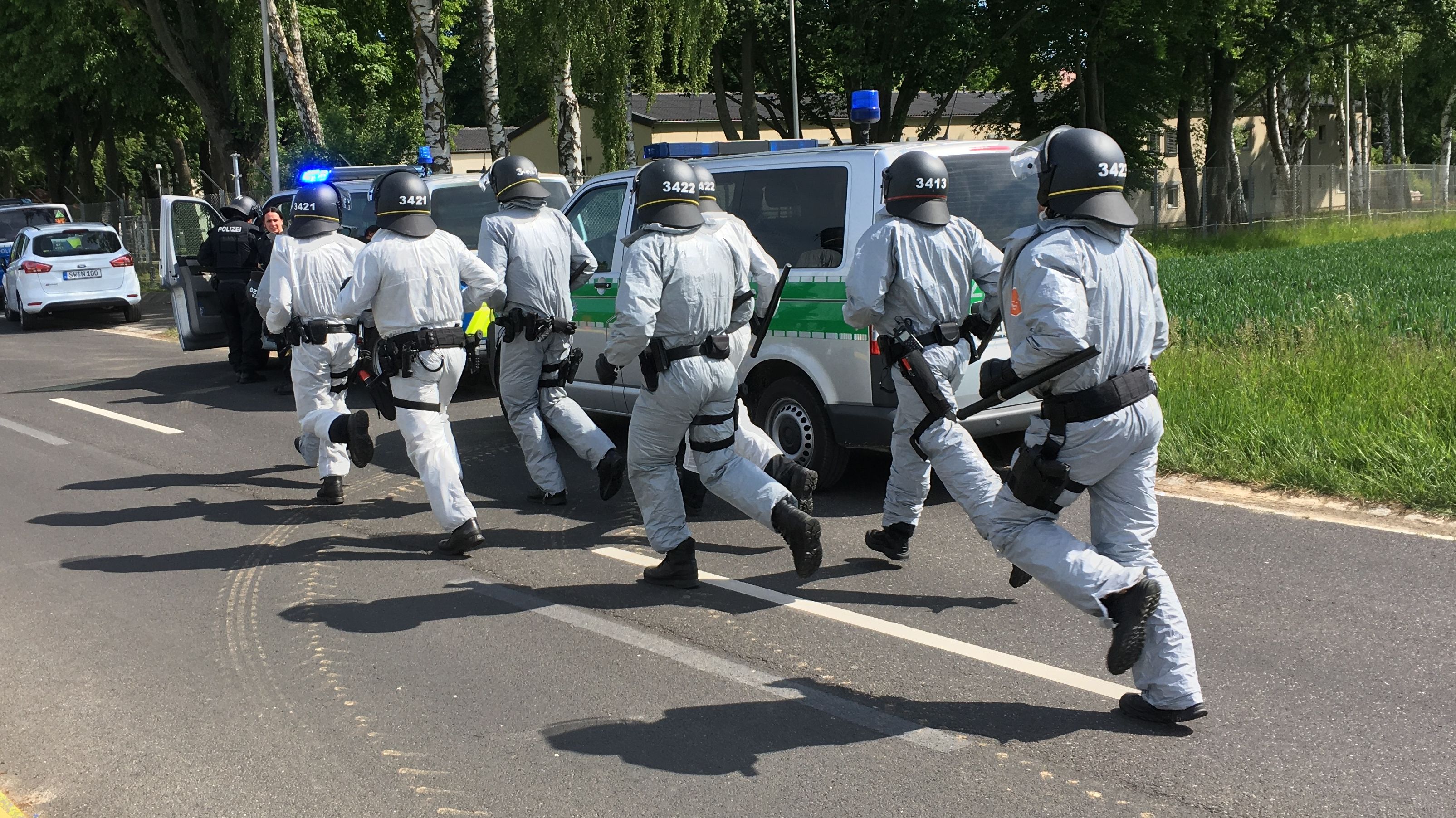 Großeinsatz der Polizei im Ankerzentrum Geldersheim am 18.05.2020