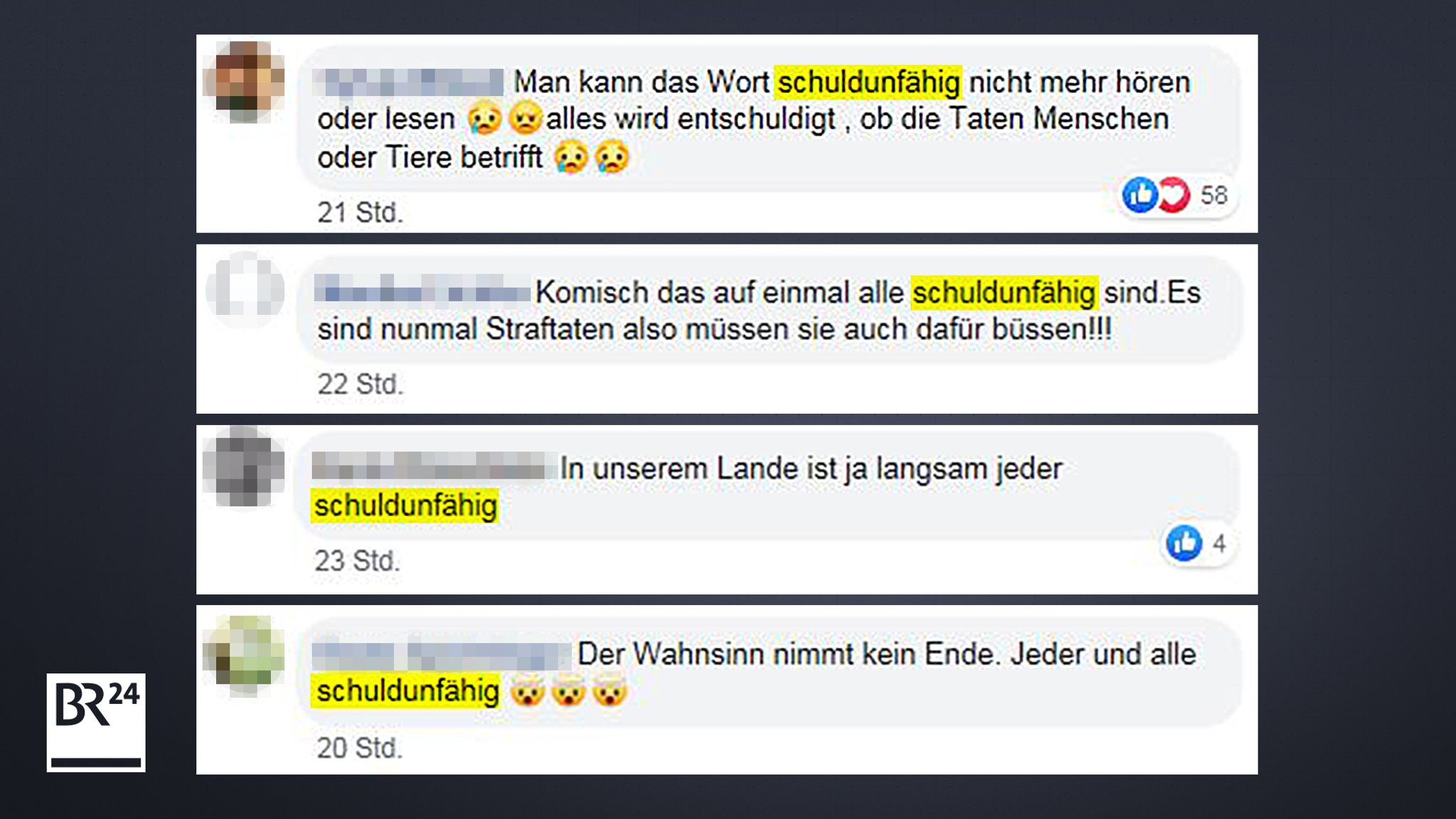 Kommentare auf der Facebookseite von BR24.