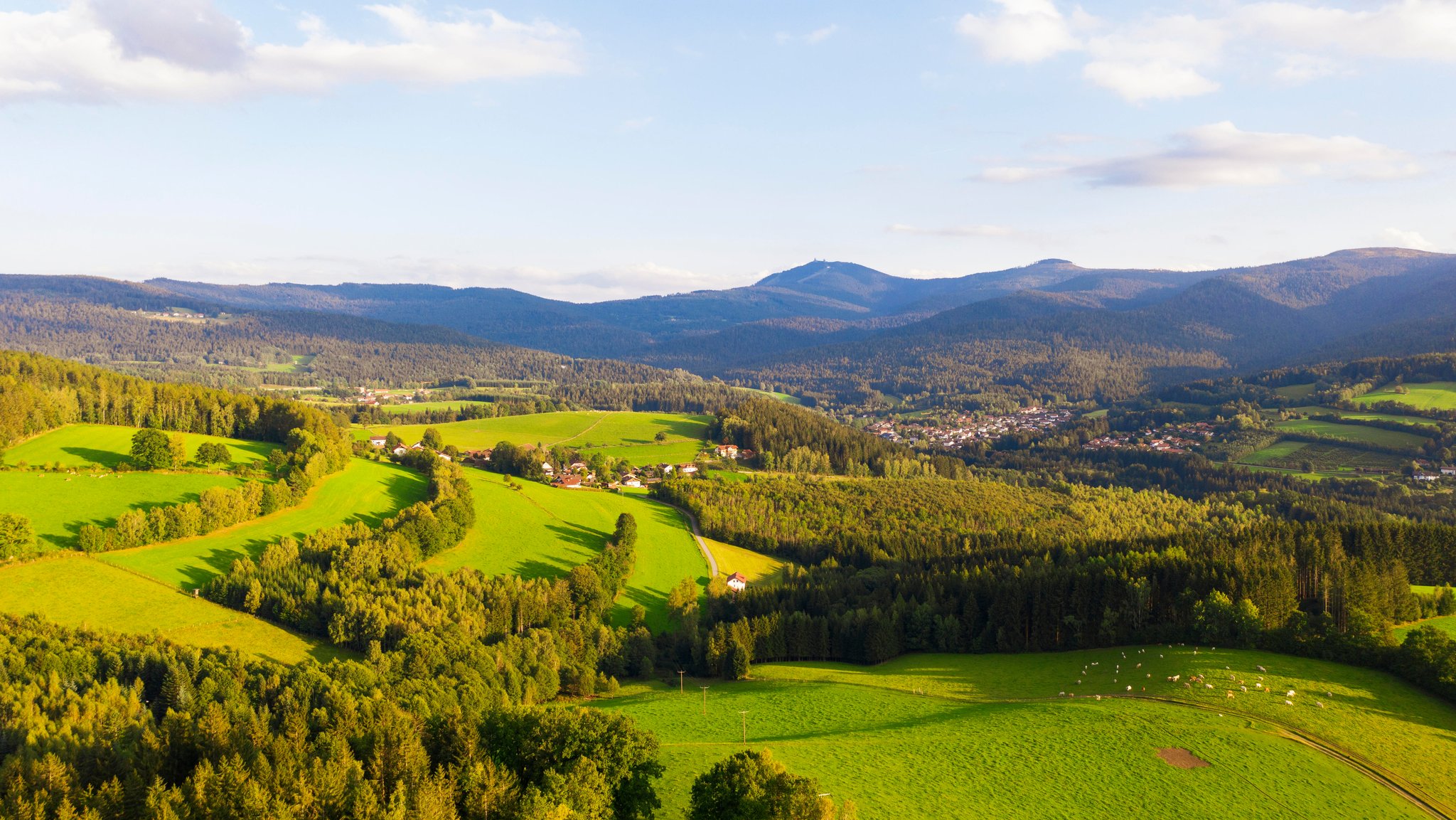 Blick auf den Bayerischen Wald von oben