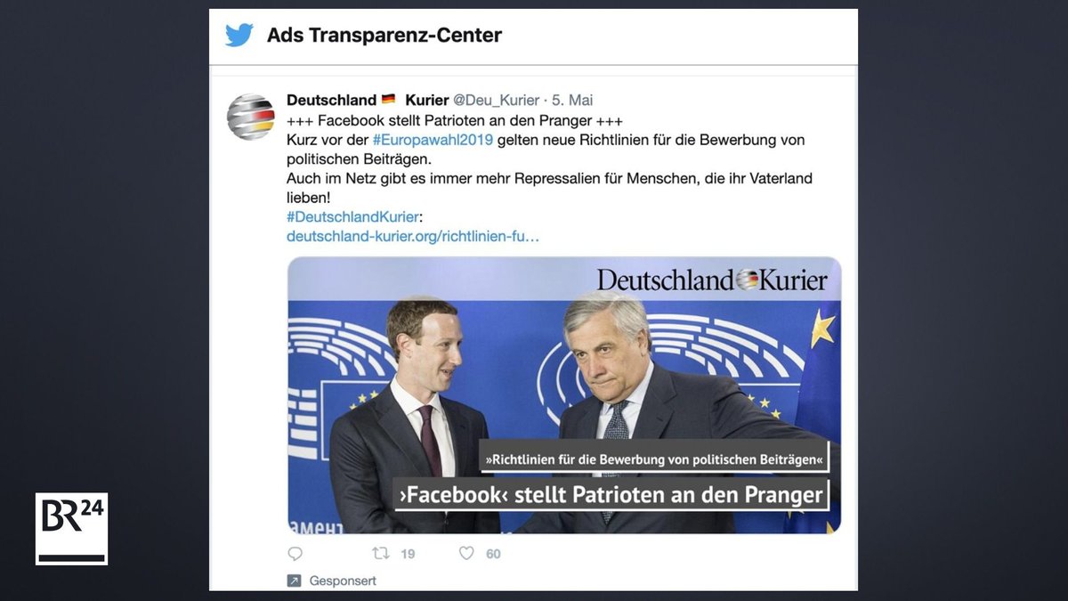 Ein Beitrag der AfD-nahem Wochenzeitung "Deutschland Kurier", die nicht als politischer Werbetreibender geführt wird. 