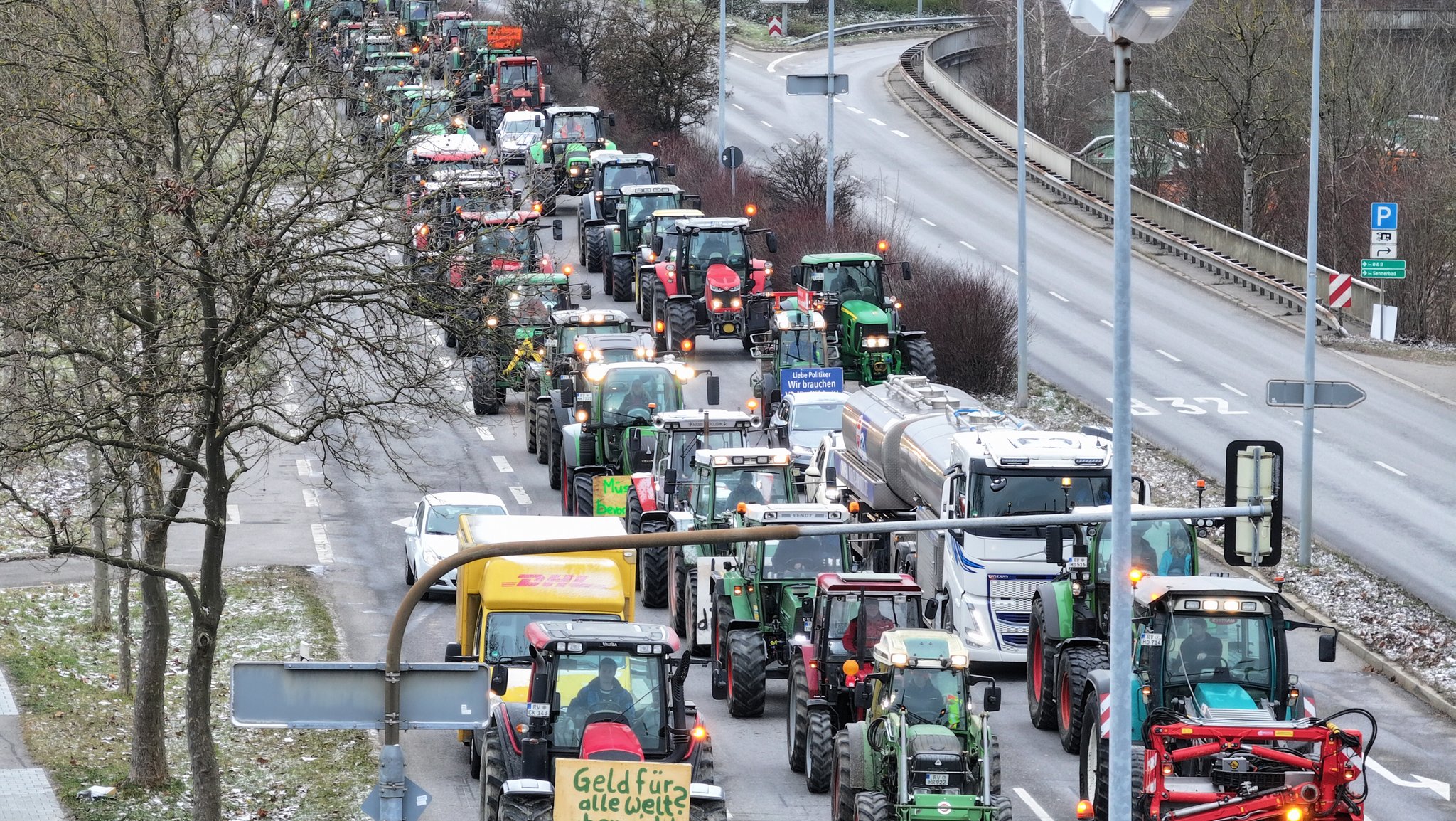 Bauerndemo auf der Autobahn