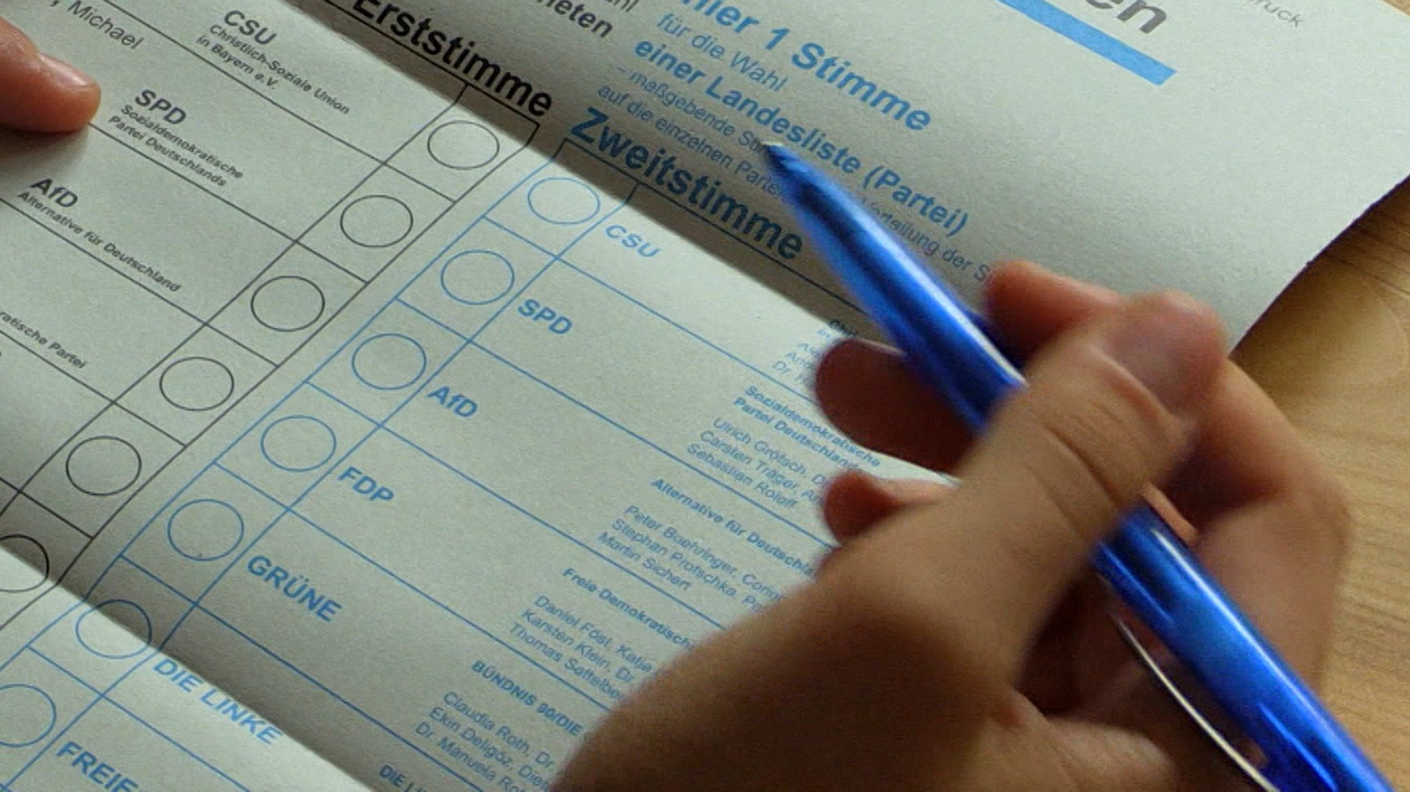 (Symbolbild) Blick auf einen Wahlzettel