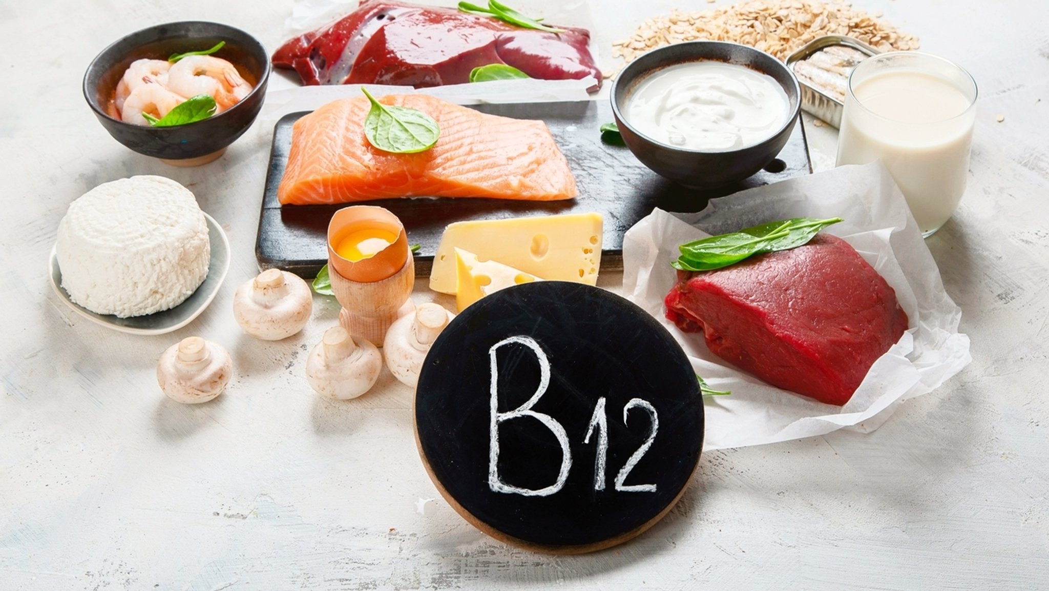 Lebensmittel, die Vitamin B 12 enthalten.