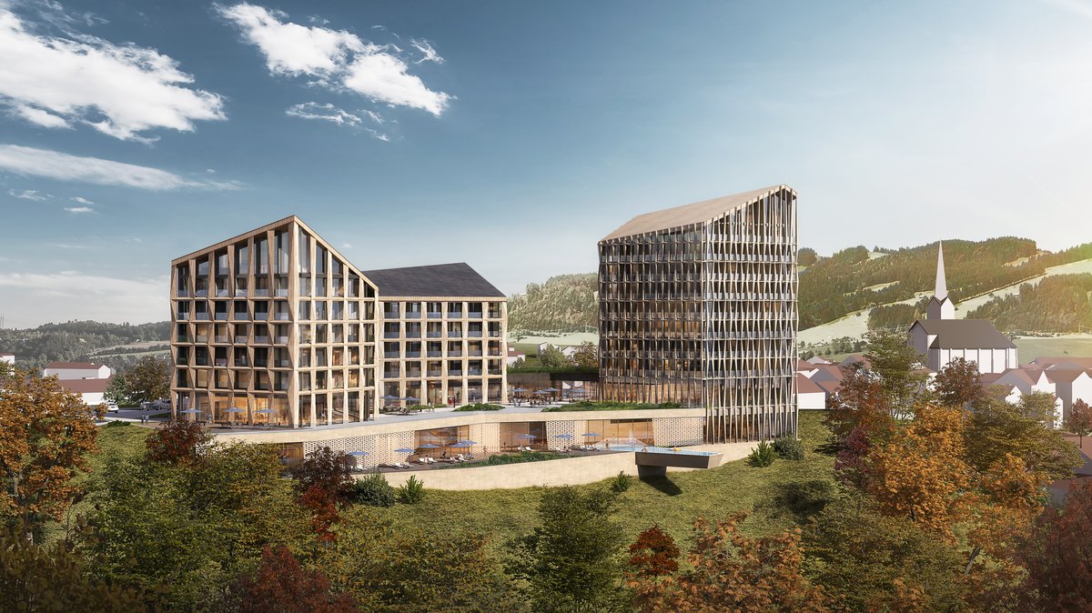Entwurf der Variante "Schloss" des geplanten Hotels in Oberstaufen