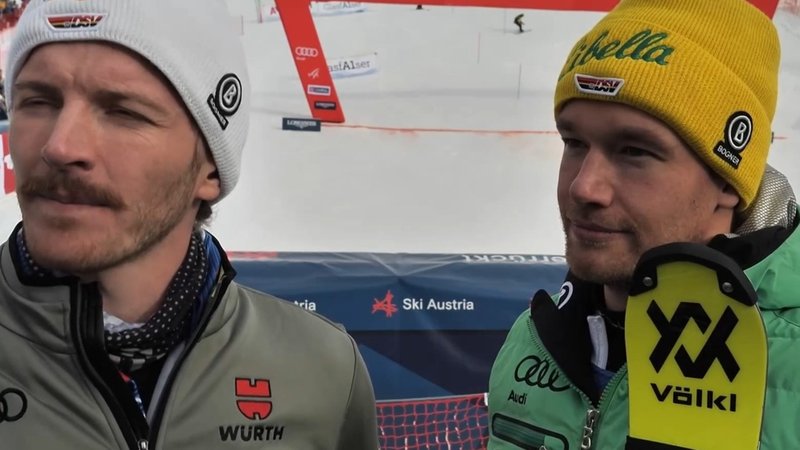 Linus Straßer und Sebastian Holzmann nach dem 2. Lauf in Gurgl