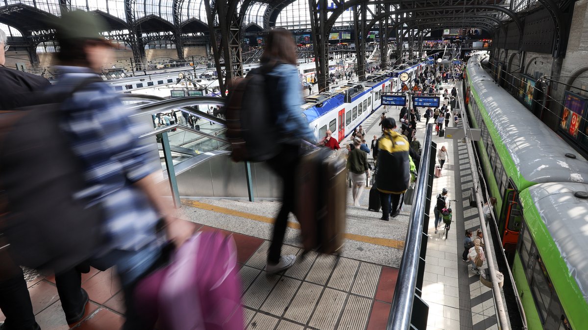 Reisende eilen im Hamburger Hauptbahnhof zu ihrem Zug. (Symbolbild)