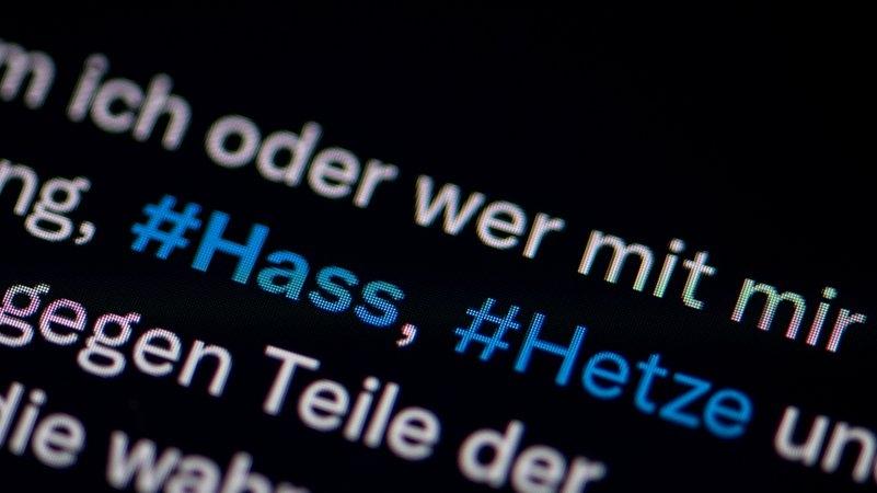 Hashtags "Hass" und "Hetze" in einem X-Post